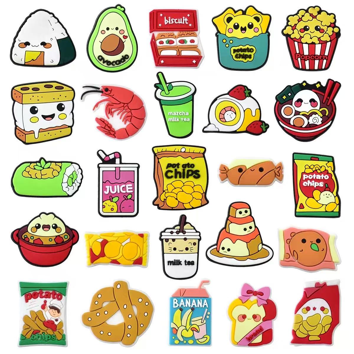 Food Snacks Drinks - Set di 25-100 ciondoli per scarpe